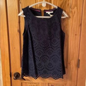 Boden Isadora Broderie women’s top in navy blue Large